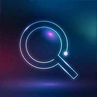 Magnifying glass education icon vector neon digital graphic