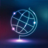 Globe geography education icon vector neon digital graphic