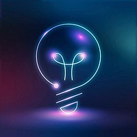 Light bulb education icon vector neon digital graphic