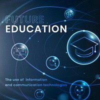 Future education technology template vector social media post