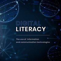 Digital literacy education template vector technology social media post