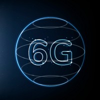 6g global connection technology blue in globe digital icon