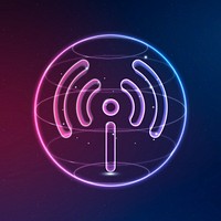 Hotspot network technology icon psd in neon on gradient background