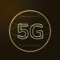 5g network technology icon psd in gold on gradient background