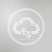 Cloud network technology icon psd in white on gradient background