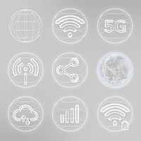 Global network technology icon vector in white set