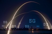 5G network smart city background psd technology digital remix