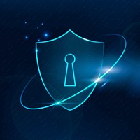 Lock shield psd cyber security technology in blue tone