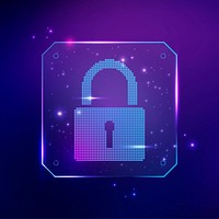 Lock cyber security technology vector in purple tone