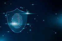 Cyber security technology background psd with fingerprint scanner in blue tone
