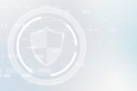Cyber security technology background psd with data protection shield icon in white tone