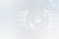 Cyber security technology background psd with data lock icon in white tone