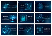 Security technology template vector set for social media post compatible with AI