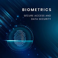 Biometrics security technology template vector with fingerprint scan