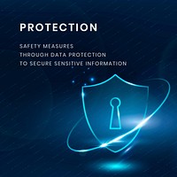 Data protection technology template vector with lock shield icon