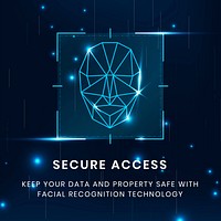 Secure access technology template vector with face recognition scan
