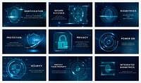 Security technology template vector set for social media post compatible with AI