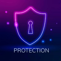 Technology logo vector with shield lock icon in purple tone