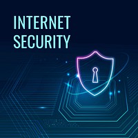 Internet security technology template vector for social media post in dark blue tone