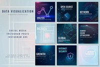 Data visualization technology template vector compatible with AI set