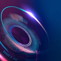 Optical lens technology background vector in purple and blue gradient