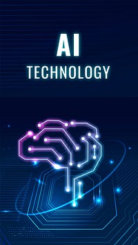 Futuristic AI technology template vector disruptive technology social media story