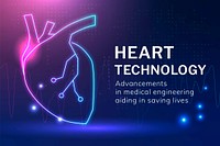 Heart technology template vector medical cardiology
