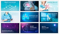 Healthcare technology editable template psd digital remix set