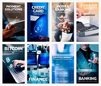 Financial technology template vector set for blog banner post