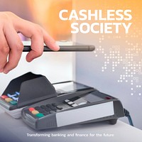 Cashless society fintech template vector