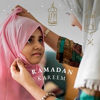 Ramadan Kareem greeting template vector for social media post