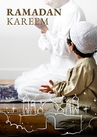Ramadan Kareem poster template psd with greetings