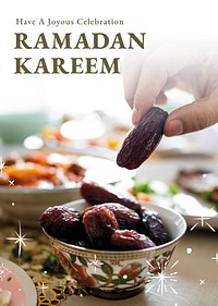 Ramadan Kareem poster template vector with greeting