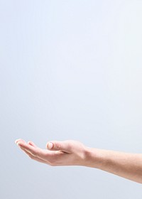 Woman&rsquo;s hand background psd showing invisible object gesture