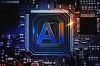 AI technology microchip background psd futuristic innovation technology remix