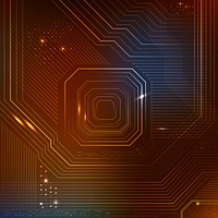 Brown futuristic microchip background psd data digital transformation