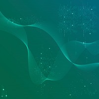 Green futuristic waves background psd with computer code technology