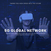 5G network technology template psd computer business social media post