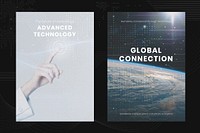 Advanced technology innovation template psd global connection poster