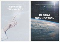 Advanced technology innovation template psd global connection poster