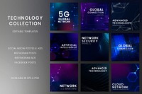 Digital technology banner template vector set