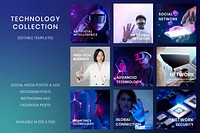 Digital technology banner template psd set