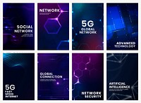 Digital technology banner template vector set compatible with AI