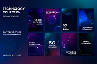 Digital technology banner template vector set