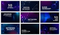 Digital technology banner template vector set compatible with AI