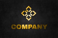 Emboss logo mockup psd in gold for company with tag line here text