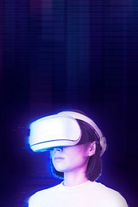 Woman psd in VR in futuristic style