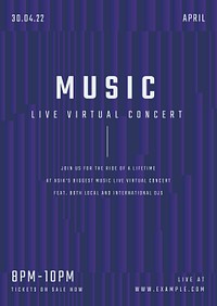 Music concert poster template psd with sound wave graphics for advertisement