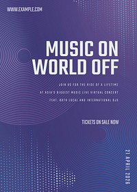 Music concert poster template psd with sound wave graphics for advertisement