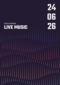 Music concert poster template vector with sound wave graphics for advertisement